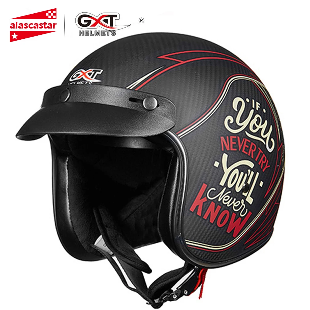 GXT мотоциклетный шлем из углеродного волокна винтажный для скутера полулицевой в
