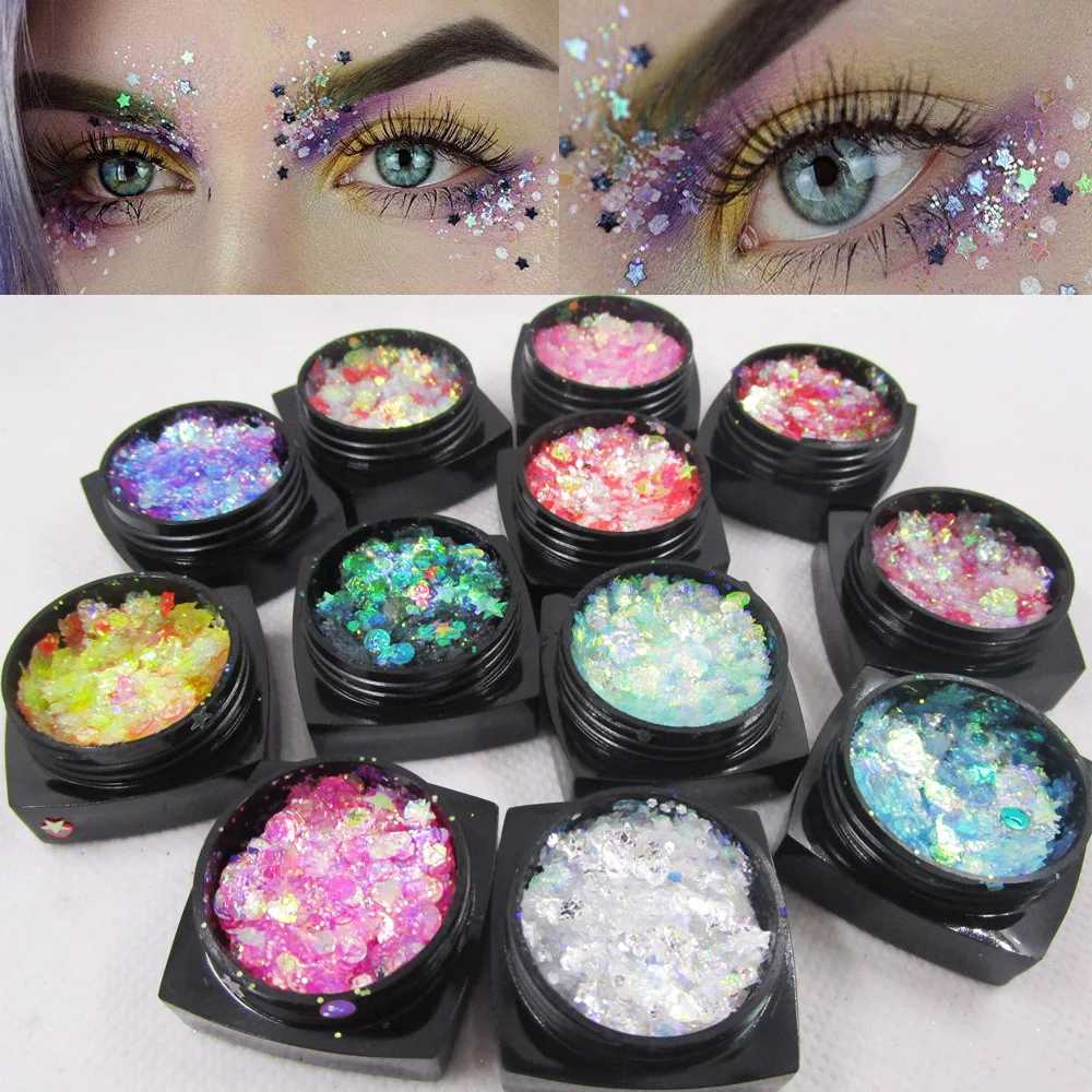 Не сужающийся книзу массивный блеск для тела гель голографическая макияжа лица и