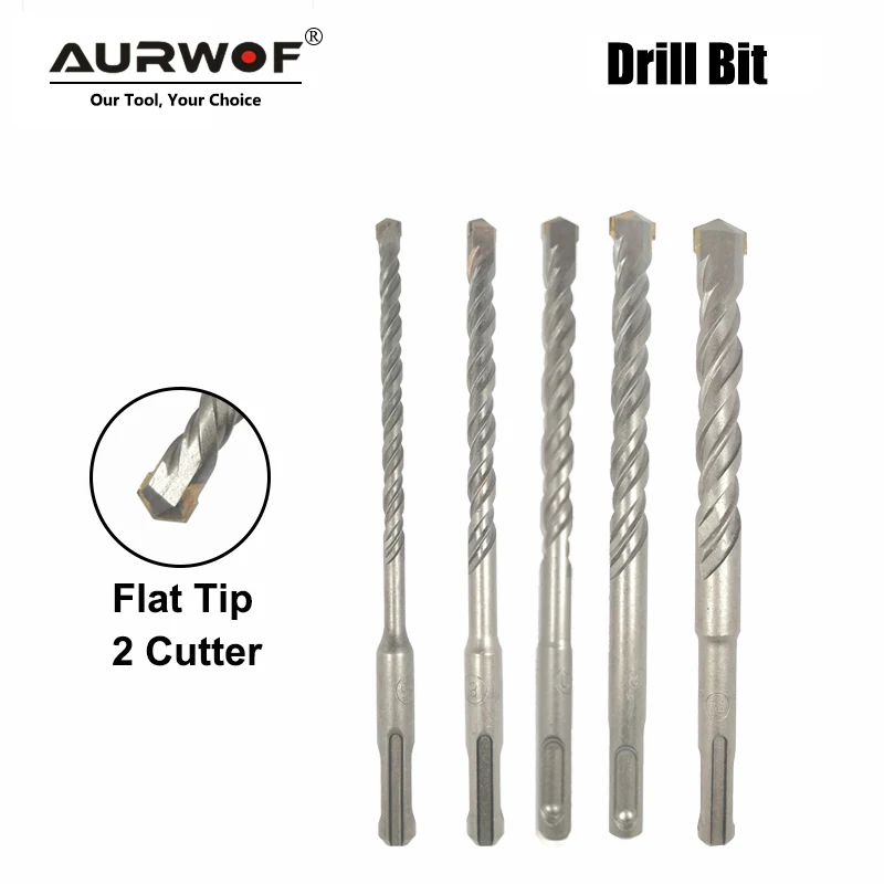 5pcs Electric Hammer SDS Plus Drill Bit Set Flat Tip 2 Cutters 160mm for Concrete Wall Brick Block Masonry Drilling Bits 6 8mm