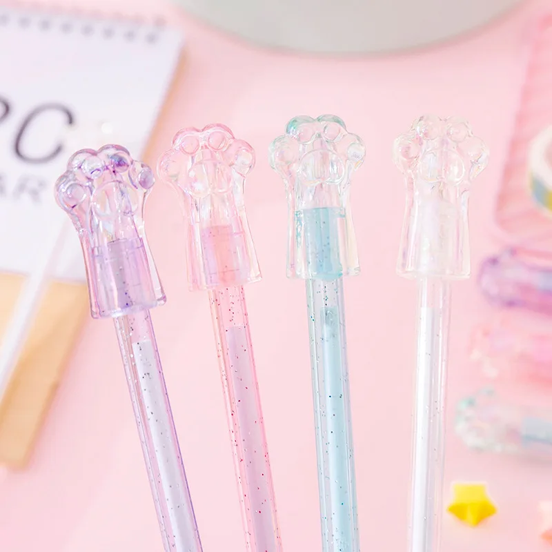 

4 шт./лот Kawaii кристалл кошка когти черные чернила гелевая ручка подпись ручка Escolar Papelaria Канцтовары для школы и офиса рекламный подарок
