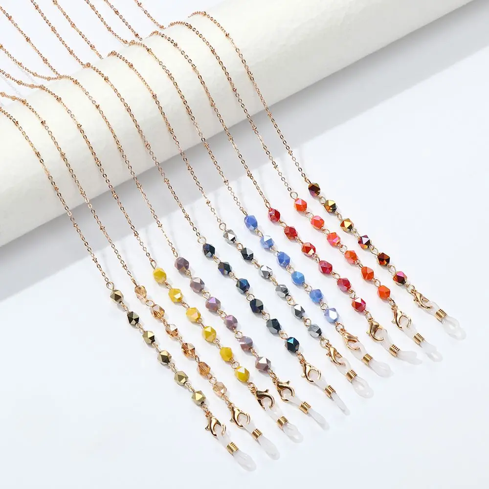 

Цепочка для очков с разноцветными бусинами, держатель для ожерелья, ремешки для солнцезащитных очков, нескользящая подвесная Шейная цепочк...