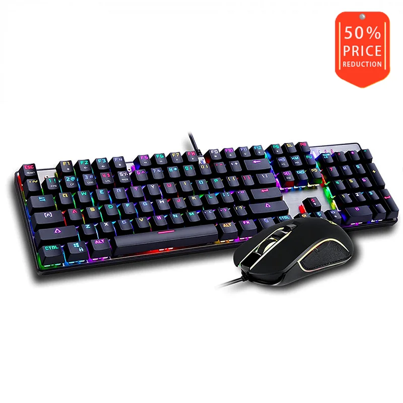 Механическая игровая клавиатура и мышь Motospeed CK888 NKRO Switch 104Key|Комплекты плюс
