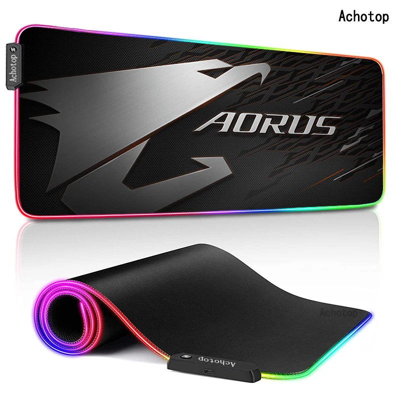 

Aorus Pattern Mouse Pad XL Desk Pad Anime Cool Mouse Pad HD Print Computer Gamer Locking Edge Mouse Mat LED 7 Color 800x300 RGB