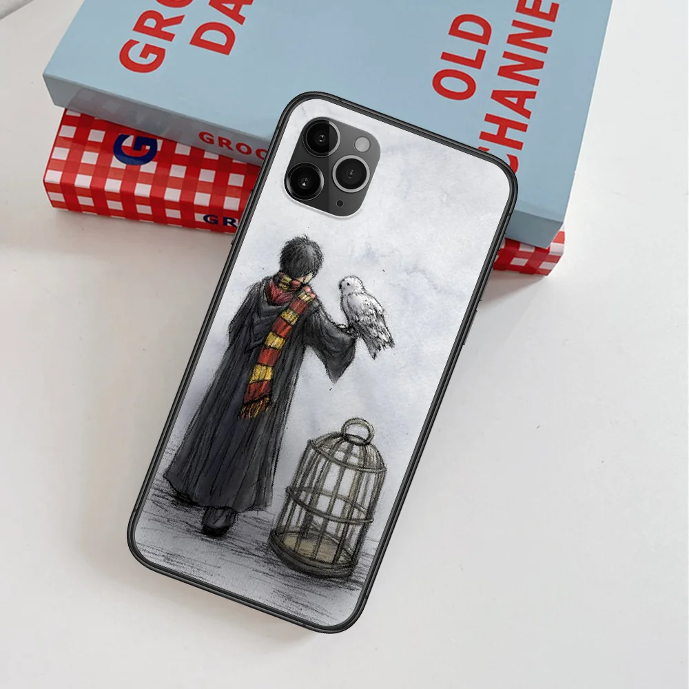 

Harries Cartoon Potter Owl Phone Case For IPhone 4 4s 5 5S SE 5C 6 6S 7 8 Plus X XS XR 11 12 Mini Pro Max 2020 black Funda 3D