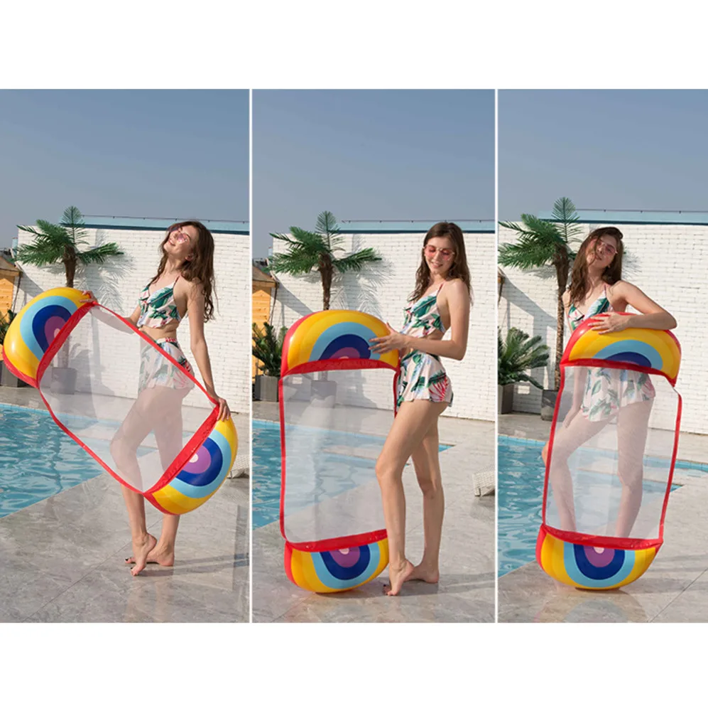 

PVC Inflatable Sleeping Bed Chair Single Beach Swimming Air Mattress Summer Inflatable Floating Lounge for Water Lounge Pool