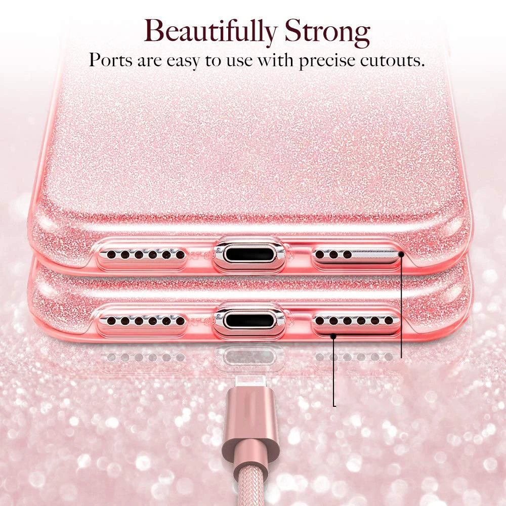 Bling Sparkle Designer Case for iPhone 7 8 Plus 6 6s XS Max XR X 3 Layer Glitter 5 5S SE Luxury Shining Fashion Style |