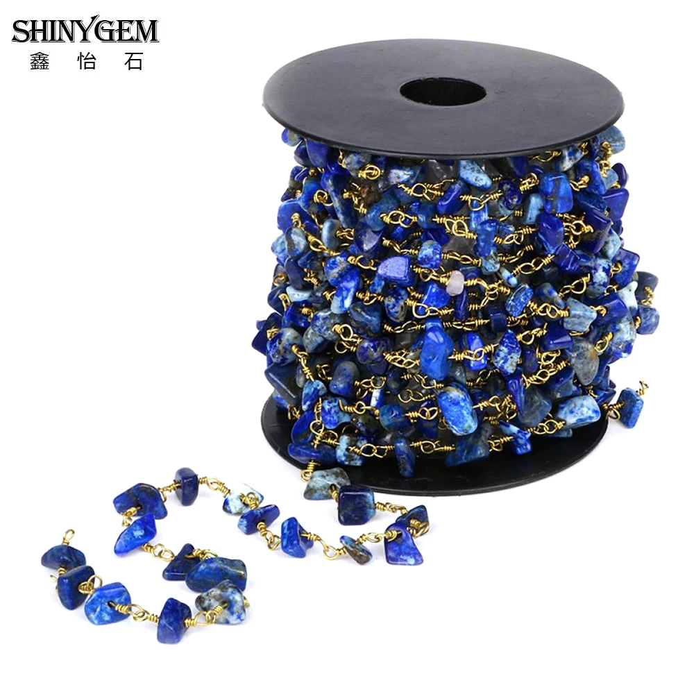 ShinyGem 05 10 мм Lapis Lazuli Chips бисер полудрагоценное золотое покрытие цепи драгоценный