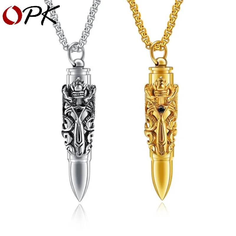 

creative titanium steel double dragon sword bullet head men's pendant can be untwisted can be loaded paper necklace