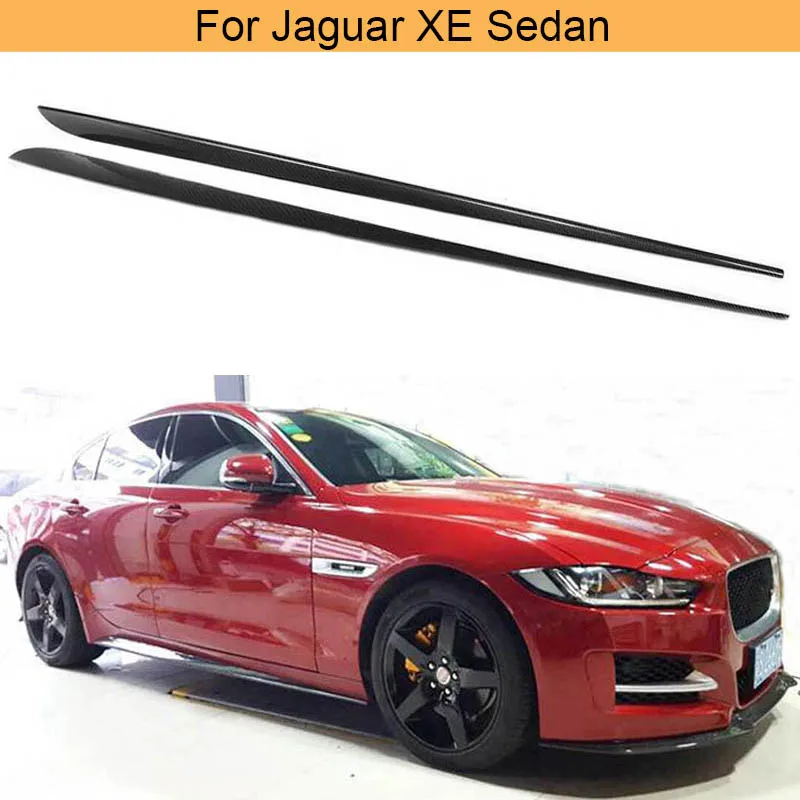 Углеродное волокно сбоку юбка фартуки комплект для Jaguar XE Седан 4 дверный 2015 2017