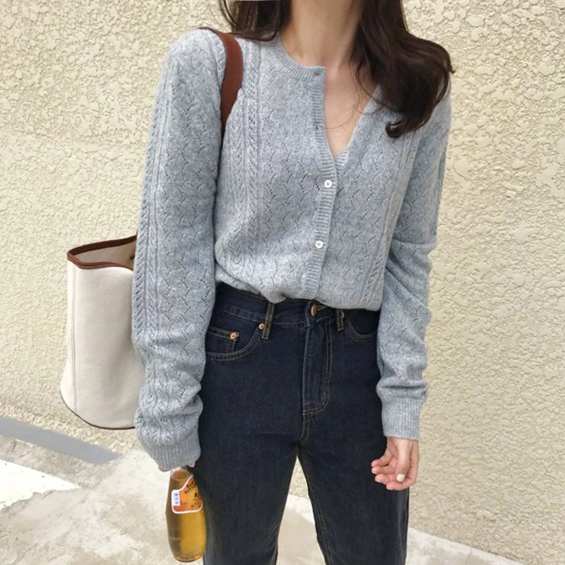 

WHCW CGDSR cardigan women elegant cardigan sweaters korean style autumn thick knitted woman winter casual 2020 single-breasted