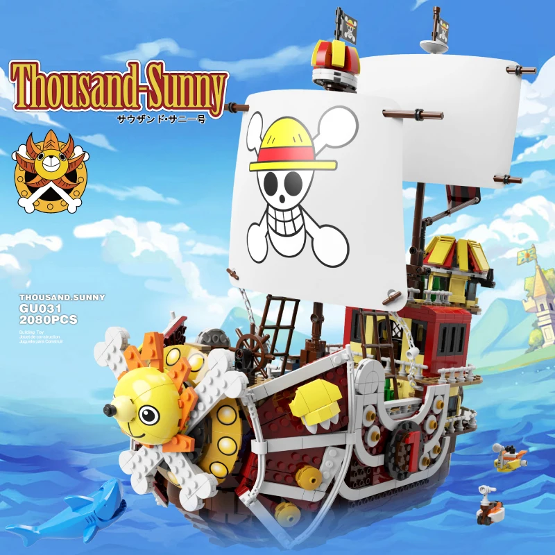 2080PCS Creative Thousand Sunny Pirate Ship Model Ideas Boats Building Blocks Figures Bricks Assembly Toys Gifts For Children