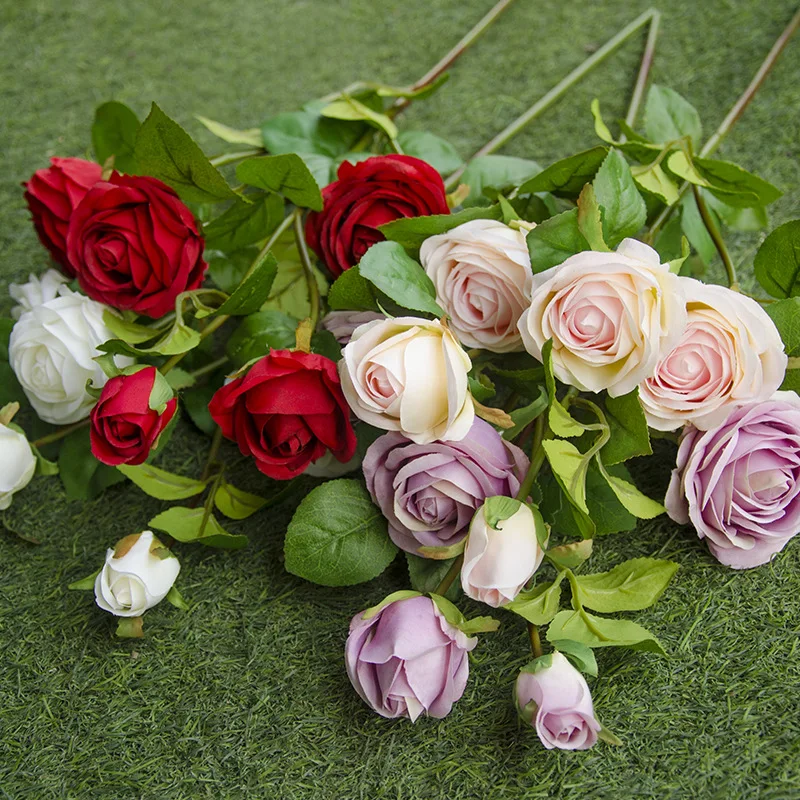 

High-quality Artificial Flower 60cm Red Five-headed Lolita Rose HomeDecorations Wedding Bouquet Valentine's Day Confession Props