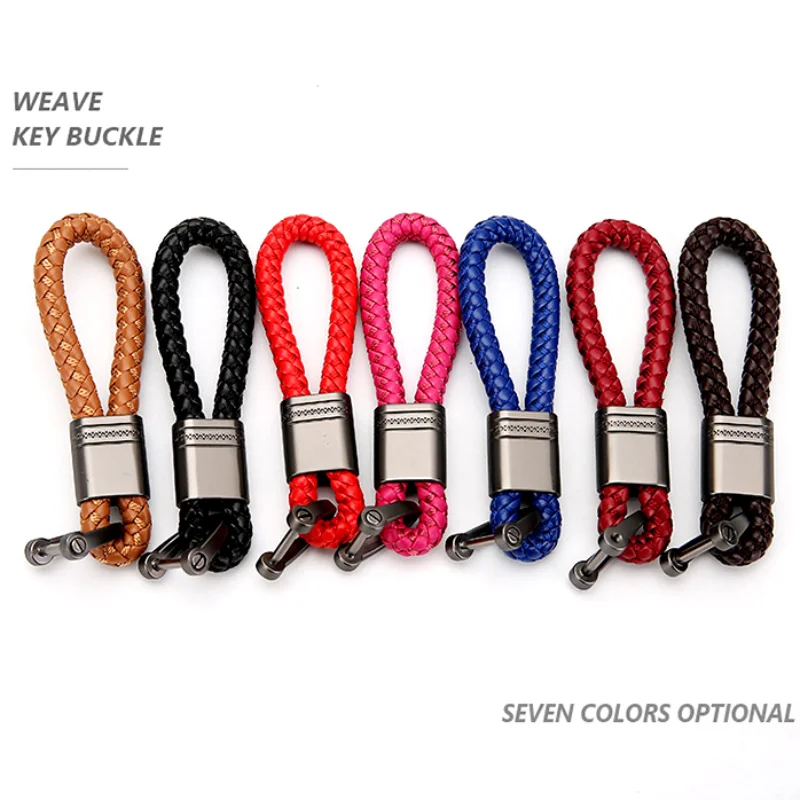 

1 Pc New Leather Hand-woven Car Keychain Common for Boys and Girls Multicolor Selection Detachable Key Replacement Accessories
