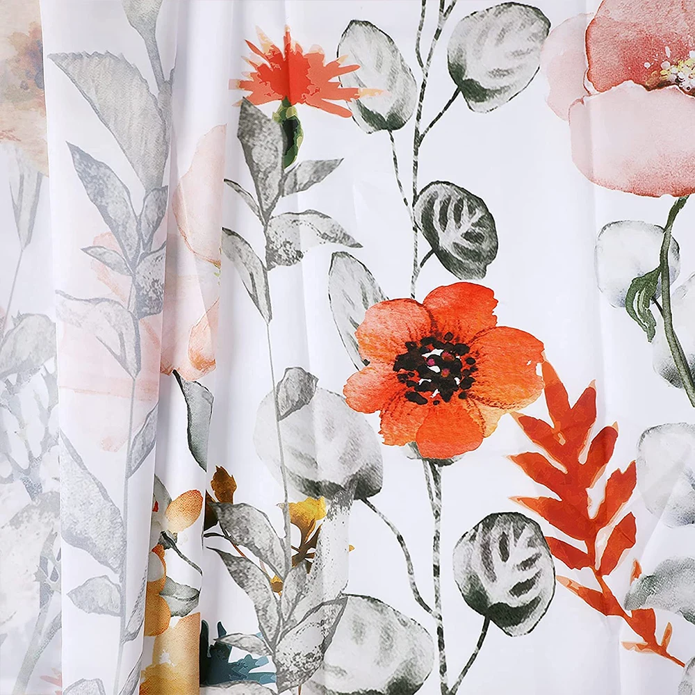 Занавеска для ванной с акварельными цветами водонепроницаемая Штора душа из