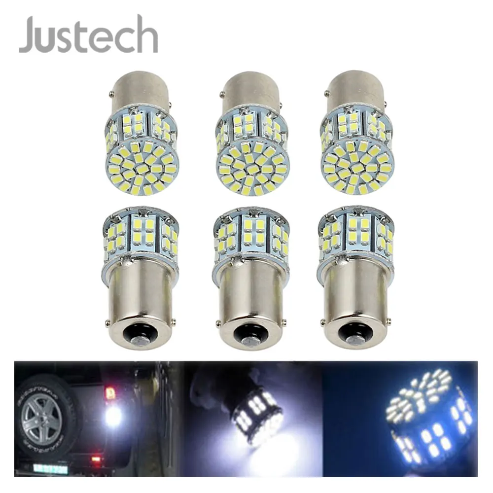 

Justech 6Pcs 12V 50pcs SMD LED White 1156 BA15S Brake Reverse Light Bulb Globe Lamp Reverse Parking Light 1206 LED Car Lights