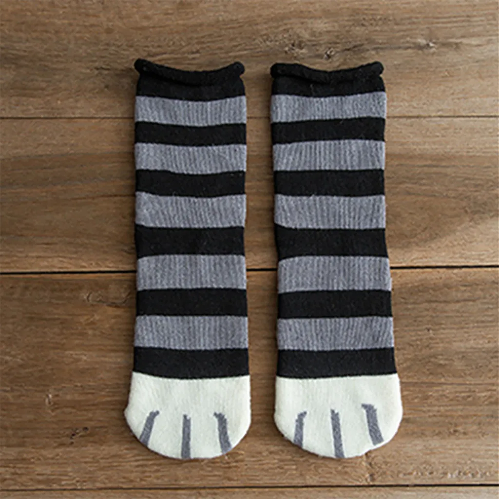 

1 Pair Coral Fleece Socks Female Kawaii Tube Socks Autumn Winter Cat Claws Cute Thick Warm Sleeping Floor Socks Fashion