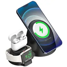 Mobile Phone Wireless Charger Holders For iPhone iWatch Airpods Wireless Charging Stand Silicone Magnetic Charger Station Holder