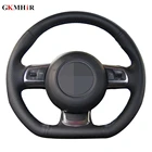 Сделай сам черного цвета из натуральной кожи чехол рулевого колеса автомобиля для Audi A3 S3 (8P) Sportback 2008-2012 R8 TT TTS (8J) 2006-2014