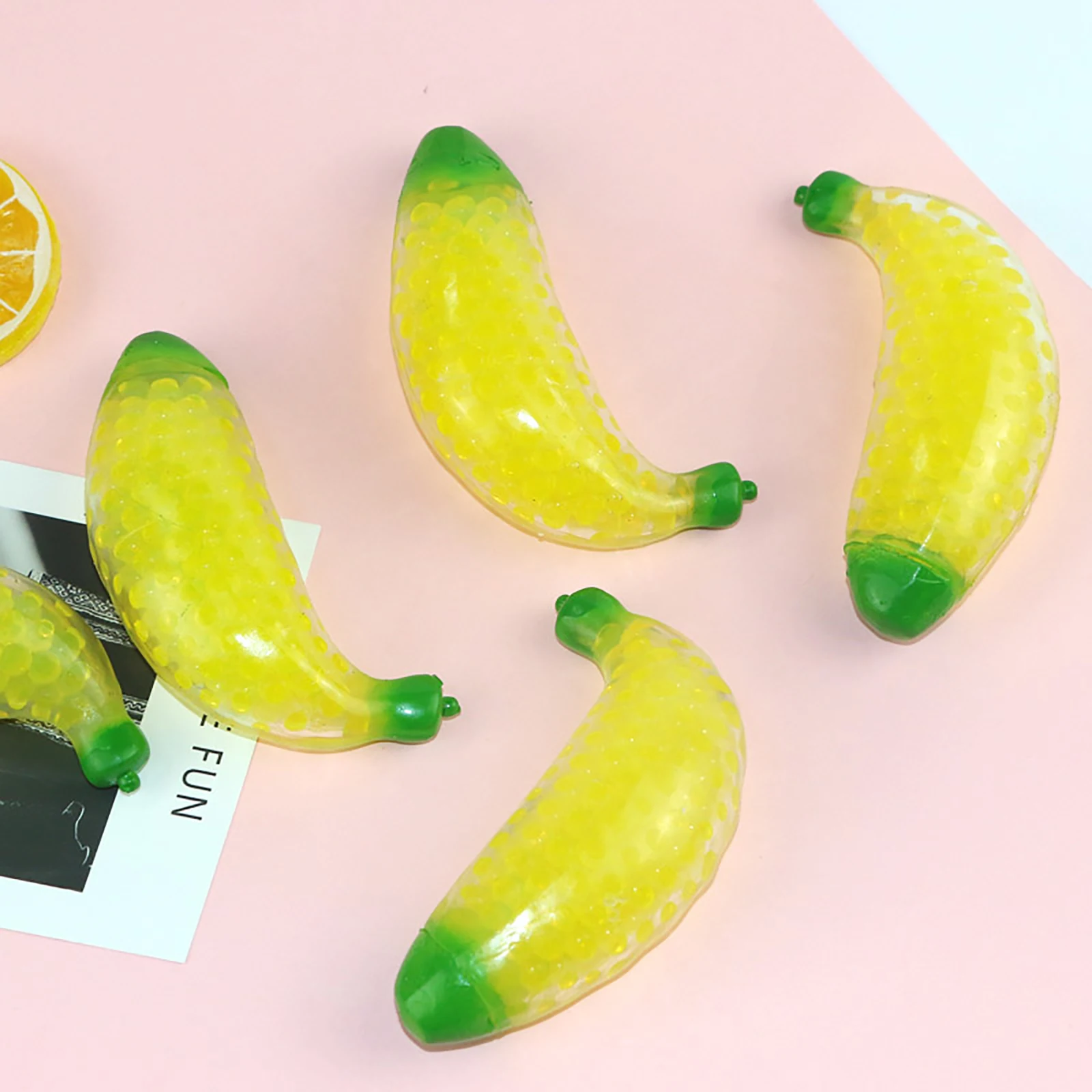 

Banana Bead Ball Squeeze Banana Stress Relieving Toy Bouncing Ball Toy Beads Squeezing Stress Relief Lightweight Portable Toy