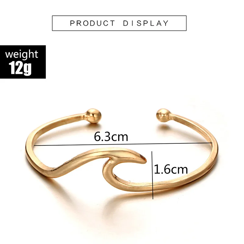 

Stainless Steel Sea Wave Bracelets For Woman Adjustable Cuff Bangles Bohemia Beach Vacation Charm Chain Fashion Jewelry Gifts
