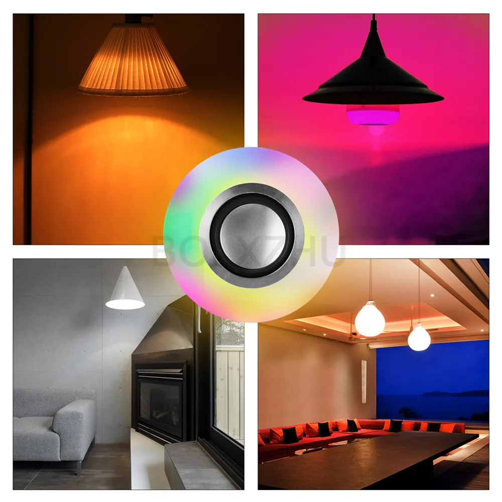 E27 RGB Беспроводная bluetooth колонка лампа для воспроизведения музыки светодиодный