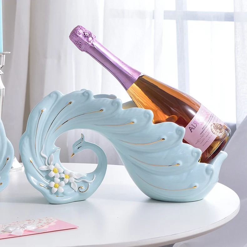 

European Red Wine Holder Living Luxury Wine Cabinet Ceramics Decorations High Foot Wine Glass Holder Household Wine Bottle Rack