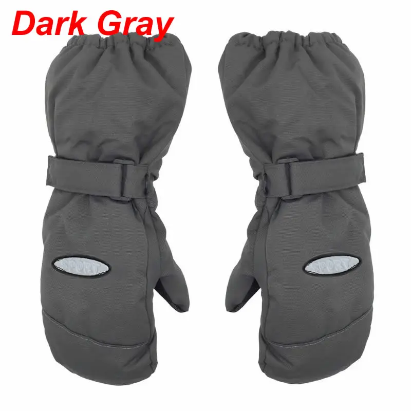Dark Gray Зимние уличные детские лыжные перчатки толстые теплые ветрозащитные водонепроницаемые детские варежки - Цвет: Dark Gray