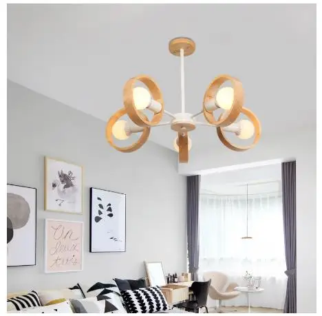 Минималистичные деревянные подвесные светодиодсветодиодный светильники E27 с