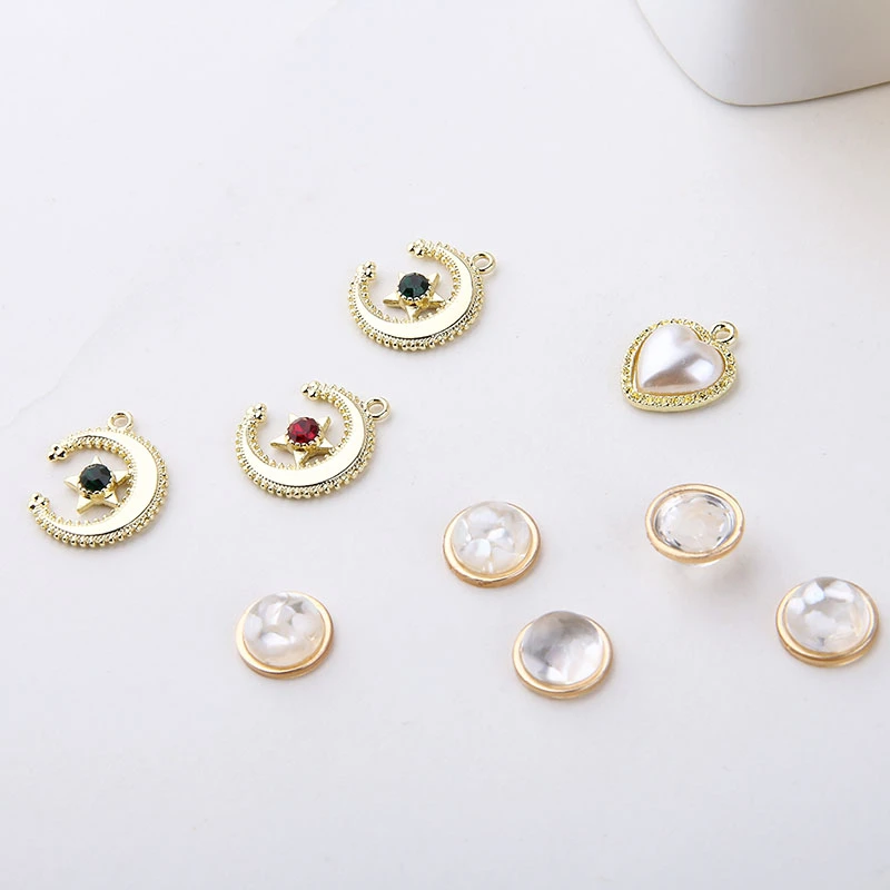 6 шт. новый дизайн циркон Звезда Луна жемчужная подвеска любовь корона стразы