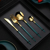 4pcs stainless steel cutlery western food spoon fork knife teaspoon cutleries family dinnerware portable utensils flatware set