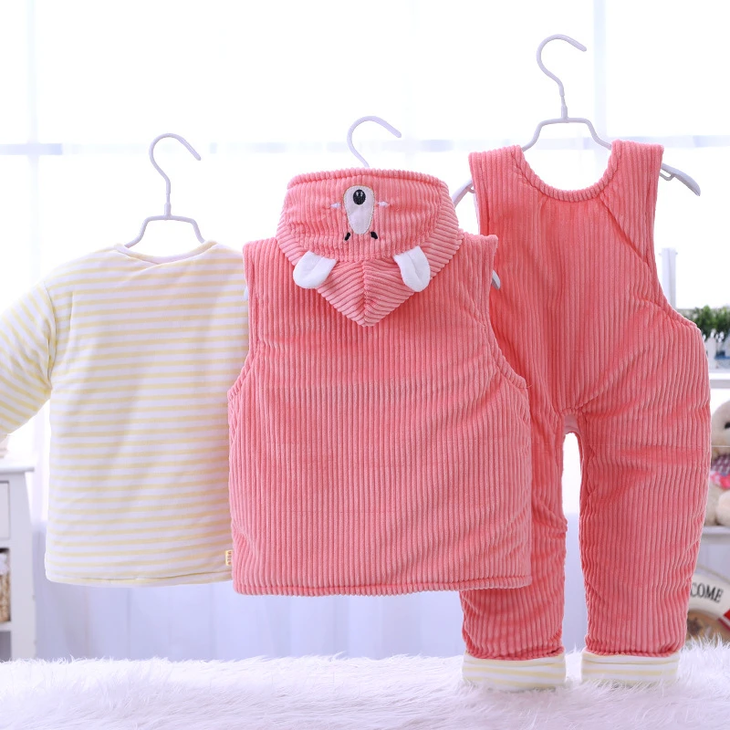 Комплект зимней одежды для маленьких девочек хлопковая плотная толстовка с