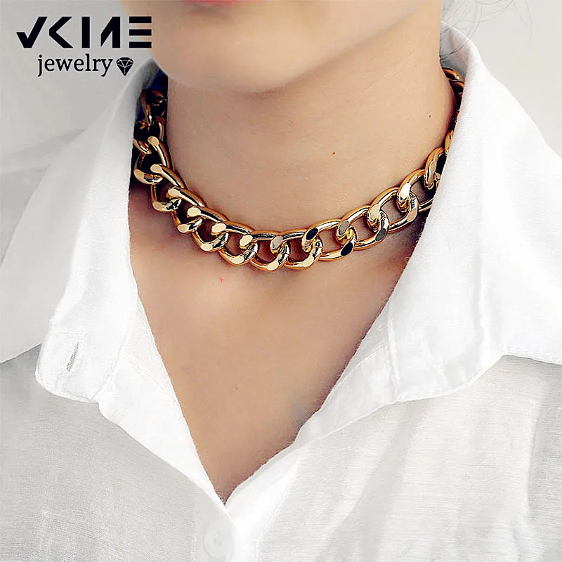 

VKME thick chain necklace for women vintage choker gold chain decorative chain jewelry