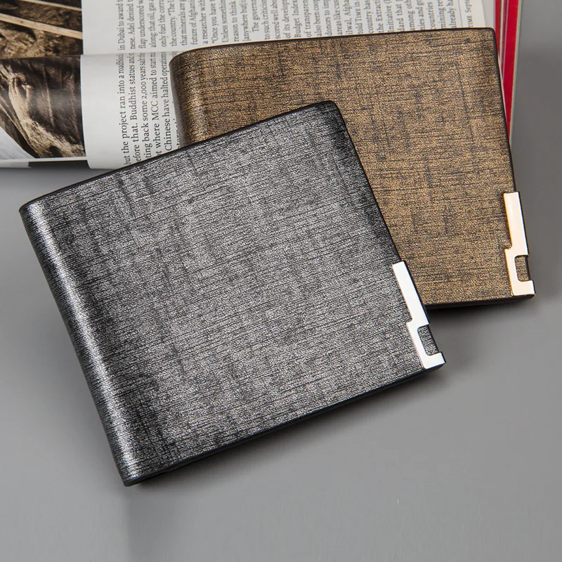 

Baellerry Men's Short Korean Wallet Casual PU Leather Open Wallet Solid Color Horizontal And Vertical Simple Handbag