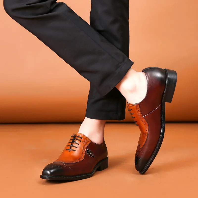 Мужские свадебные туфли с перфорацией типа броги FELIX CHU из натуральной кожи в