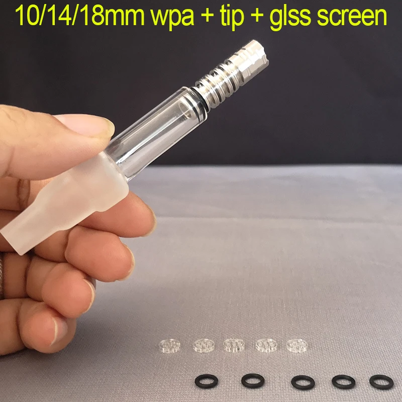 

IHIT420 LITTLEFINGER UNIVERSAL DYNAVAP THICK WPA GLASS WATER PIPE ADAPTER WITH 10/14/18MM MALE JOINT and SS tip glass screen