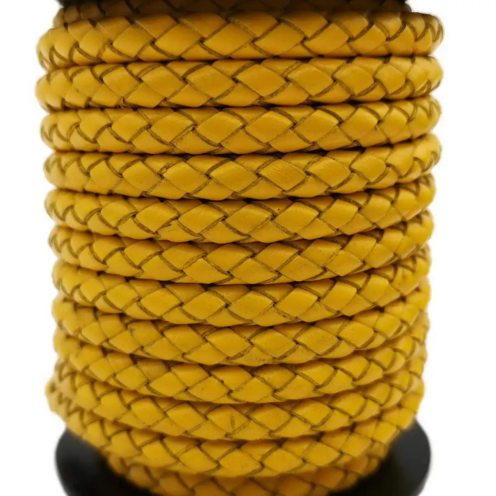 

AaaZee 1 Yard 5mm Round Yellow Braided Bolo Ties Leather Strap for DIY Bracelet Jewelry Making Art Crafts 5mm Braid Cord