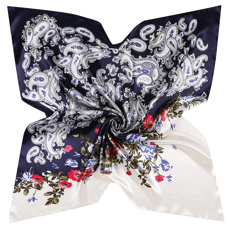 Брендовая разноцветная бандана зимний шелковый шарф Женская Косынка женский