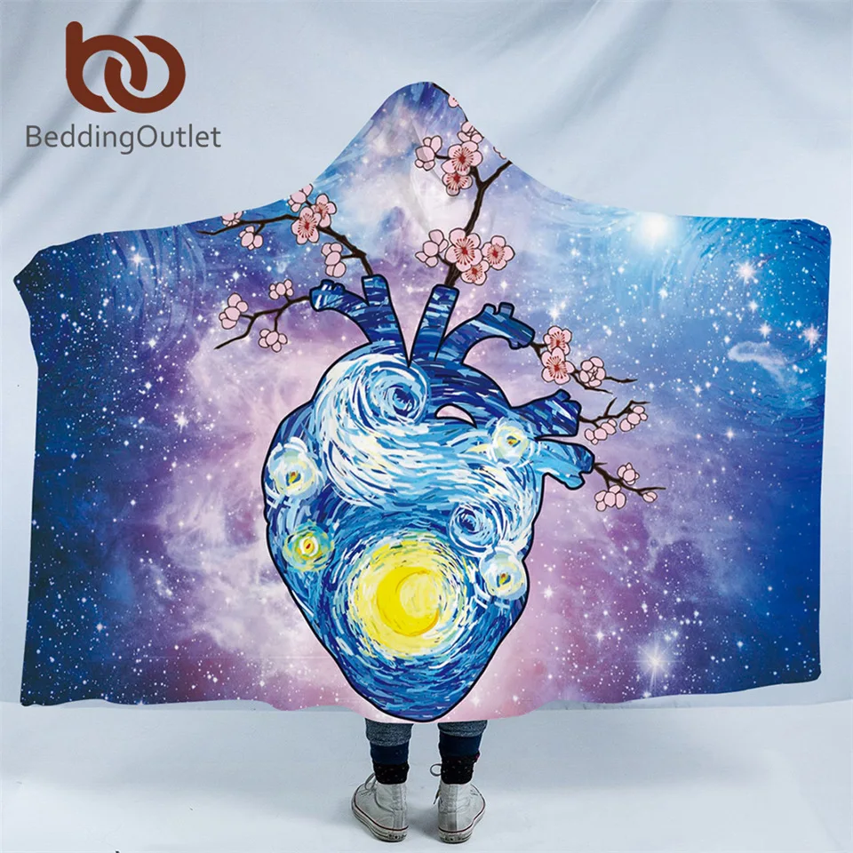 BeddingOutlet одеяло в форме сердца акварельное искусство звездное небо носимое с