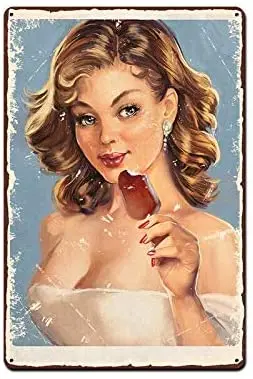 

Danny Penaw Summer Girl Dessert Sundae Ice Cream Painting Poster Wall Art Home Kitchen Shop Decor Vintage Iron