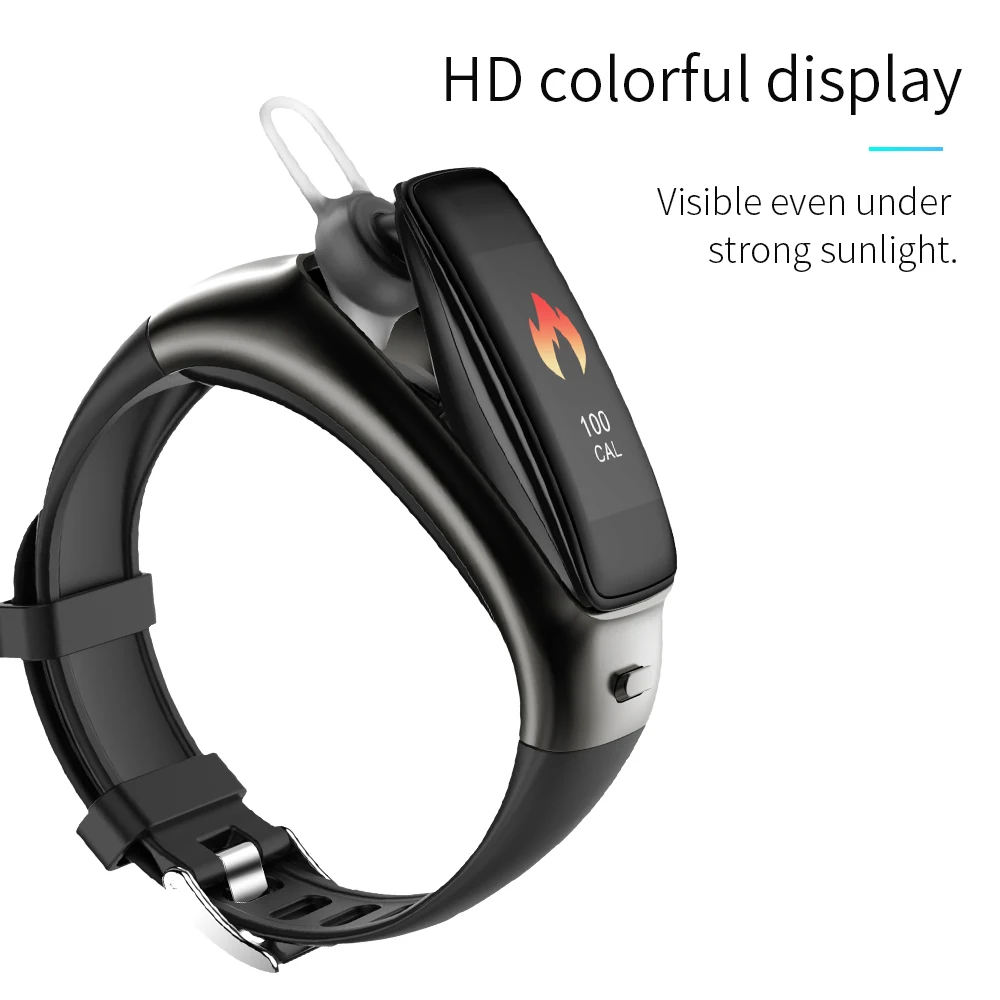 

V09 Smart Band+Wireless BT Earphone HiFi Stereo AI Voice Headset Earuds Heart Rate Blood Pressure Smart Bracelet