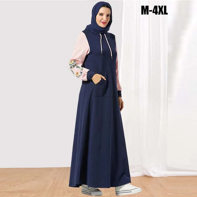 

BNSQ Hooded Sweater Maxi Dress Dubai Abaya For Women Hijab Evening Dress Arabic Caftan Morocain Kaftan Djelaba Femme Muslim