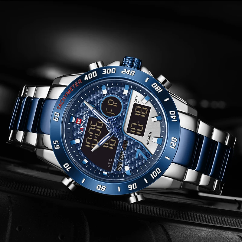 

Men Watch NAVIFORCE Top Luxury Brand Chronograph Quartz Mens Watches Stainless Steel Sports Wristwatch Clock Relogio Masculino