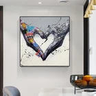 Картина на холсте с изображением жеста сердца граффити, постеры с изображением ладоней, Настенная картина для гостиной, домашний декор