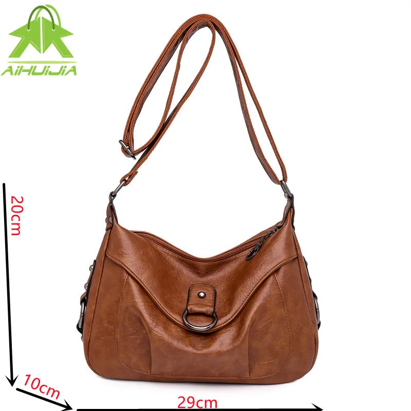 

Fashion Retro Female Handbags Luxury High Capacity Women Shoulder Bag 2021 High Quality Soft Pu Leather Travel Messenger Bag