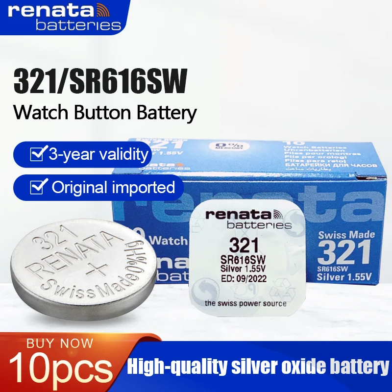 10 шт. Оригинальный Renata 321 SR616SW SR616 V321 GP321 1 55 в серебряный оксид аккумулятор для