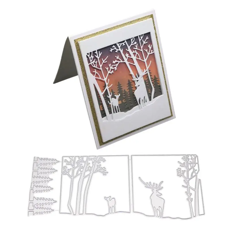 Девушка в море дерево олень металлический прорезной трафарет для окраски DIY