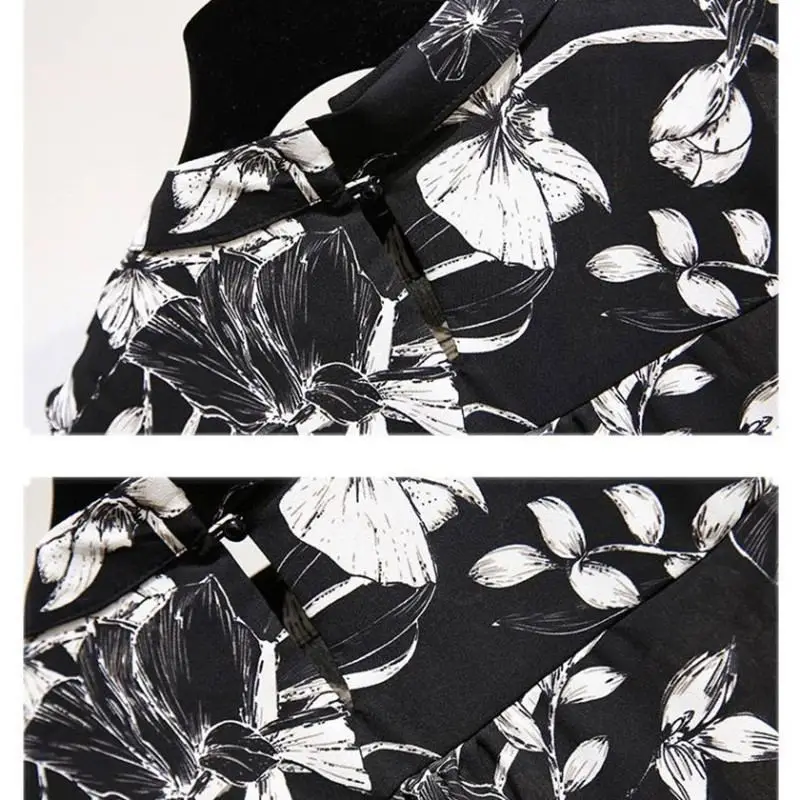 

2019 New Summer Women Floral Print Hollow Out Shirt Top+ Bow Sashes Ruffles Solid Mini Skirt Suts Lady Fashion Casual Suit Z246