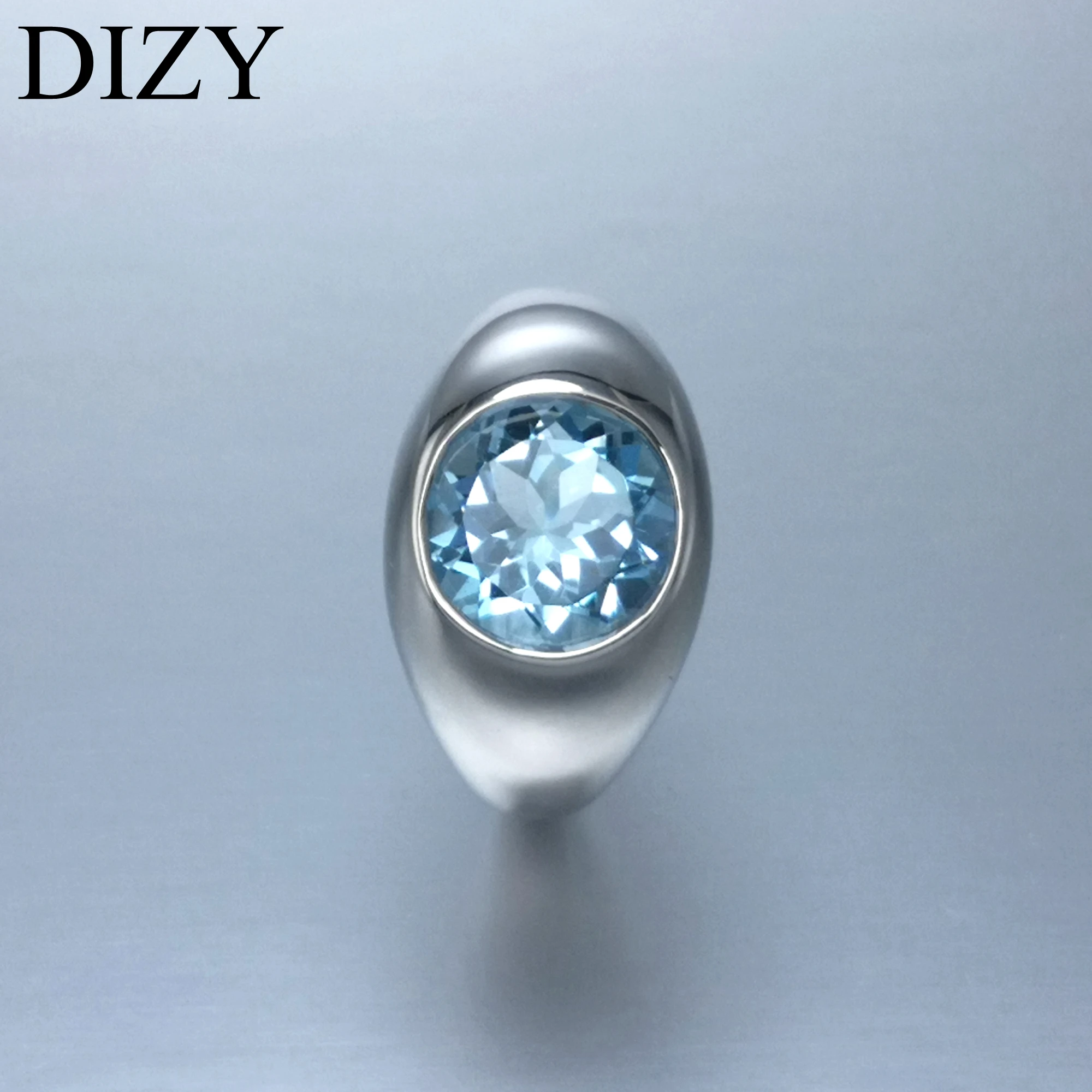 DIZY, Круглый, 4.5CT, натуральный голубой топаз, кольцо, 925 пробы, серебро, драгоценный камень, кольцо для женщин, подарок, свадебное, обручальное, ювелирное изделие
