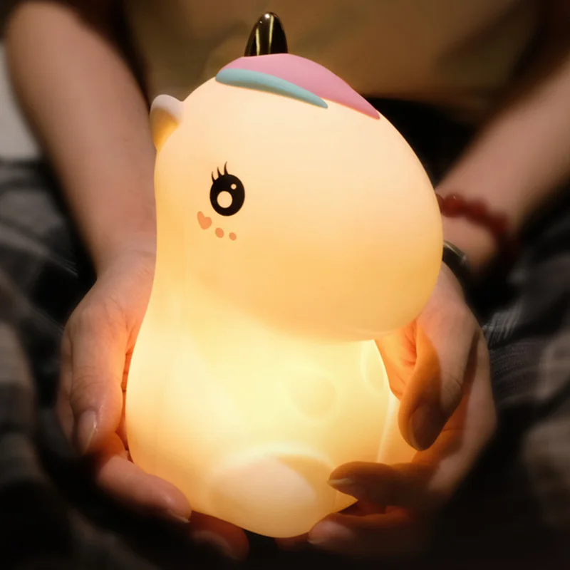 

Unicorn LED Night Light Touch Sensor Color USB Charging Lighting Cartoon Silicone Bedroom Bedside Table Lamp Children's Toy Gift