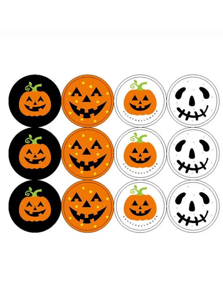 

240pcs Halloween Decor Pumpkin Ghost Packaging Sealing Labels Single Sheet 3*3cm Sealing Label